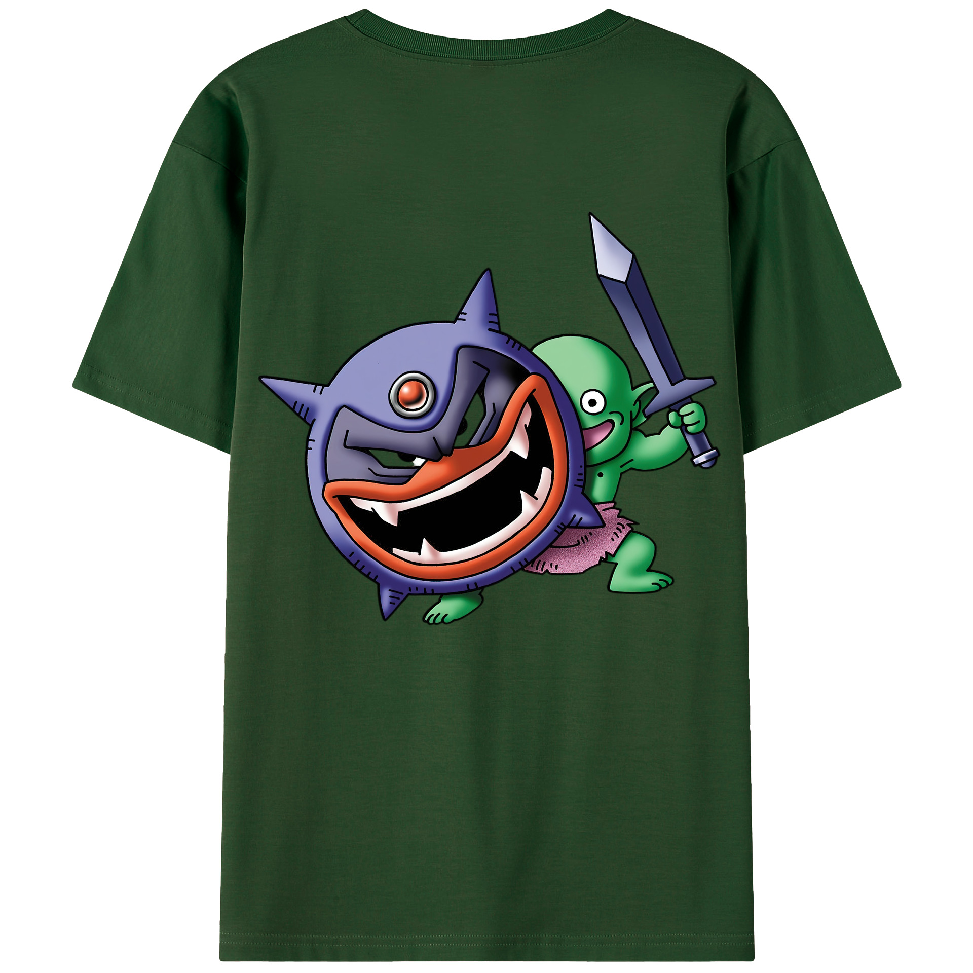 （画像用） ドラゴンクエスト Doragon Kuesuto Dragon Quest 綿100％半袖Tシャツ（背面プリント）